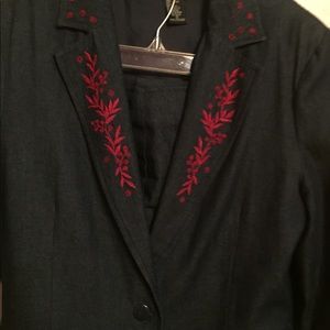 Denim embroidered  Pant Suit 2 piece size medium